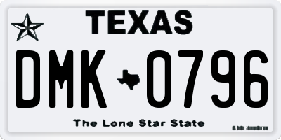 TX license plate DMK0796