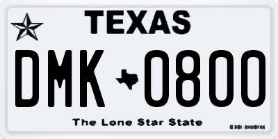 TX license plate DMK0800