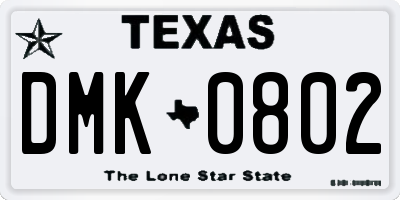 TX license plate DMK0802