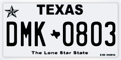 TX license plate DMK0803
