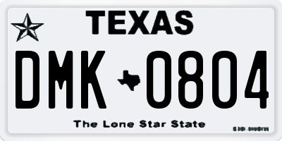 TX license plate DMK0804