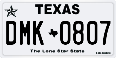 TX license plate DMK0807