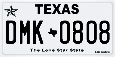 TX license plate DMK0808