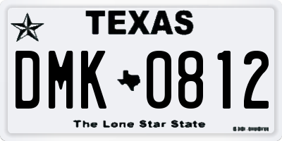 TX license plate DMK0812
