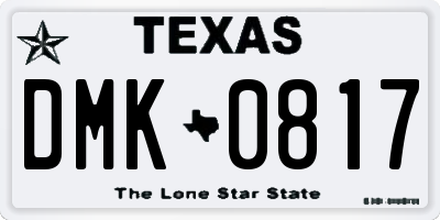 TX license plate DMK0817