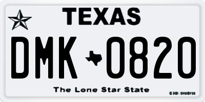 TX license plate DMK0820