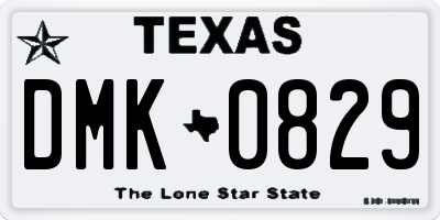 TX license plate DMK0829