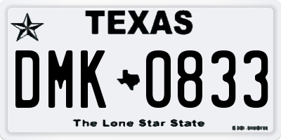 TX license plate DMK0833