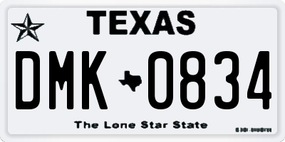 TX license plate DMK0834