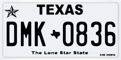 TX license plate DMK0836