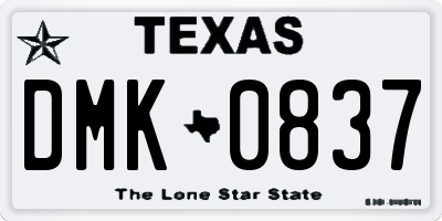 TX license plate DMK0837