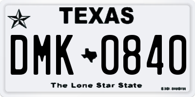 TX license plate DMK0840