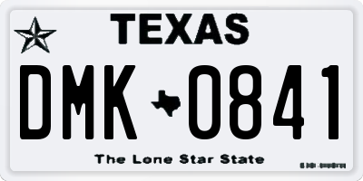 TX license plate DMK0841