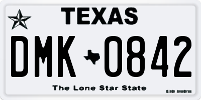 TX license plate DMK0842