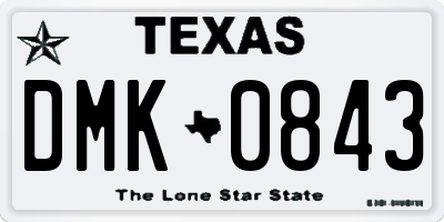 TX license plate DMK0843