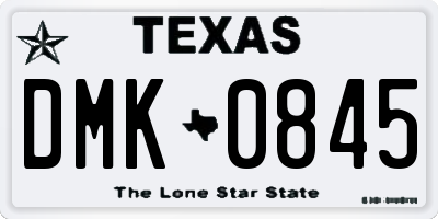 TX license plate DMK0845