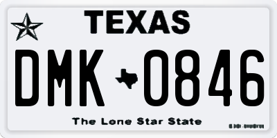 TX license plate DMK0846