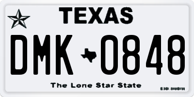 TX license plate DMK0848