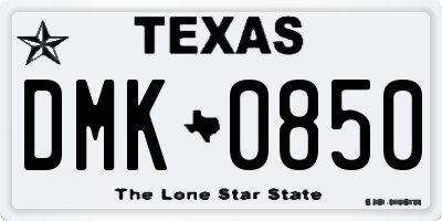 TX license plate DMK0850