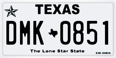 TX license plate DMK0851