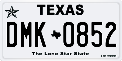 TX license plate DMK0852