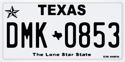 TX license plate DMK0853