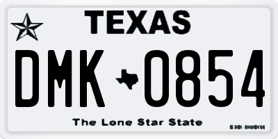 TX license plate DMK0854