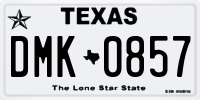TX license plate DMK0857