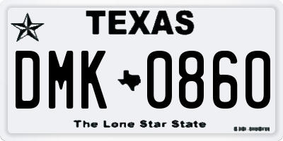 TX license plate DMK0860