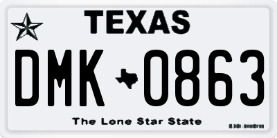 TX license plate DMK0863