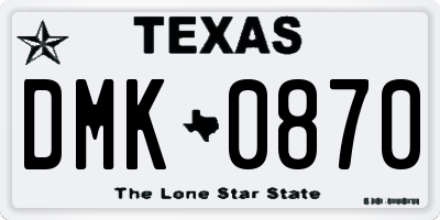TX license plate DMK0870