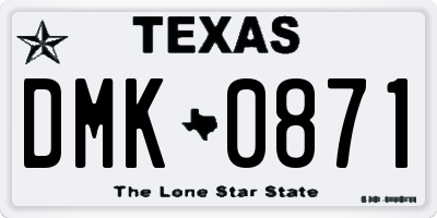 TX license plate DMK0871