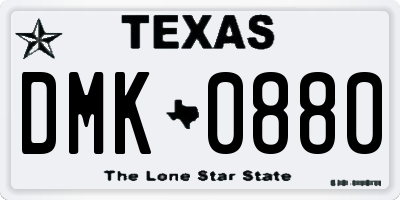 TX license plate DMK0880