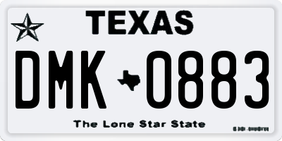 TX license plate DMK0883