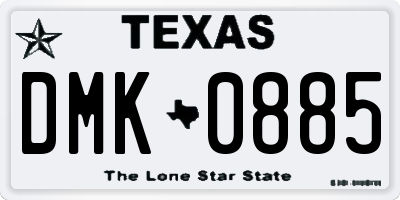 TX license plate DMK0885