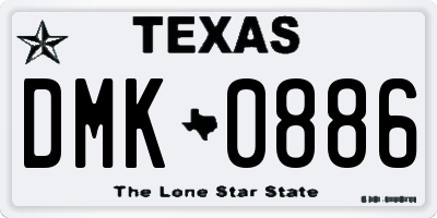 TX license plate DMK0886