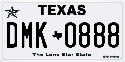 TX license plate DMK0888