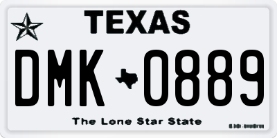 TX license plate DMK0889