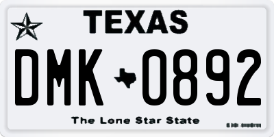 TX license plate DMK0892