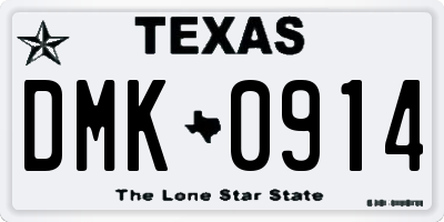 TX license plate DMK0914