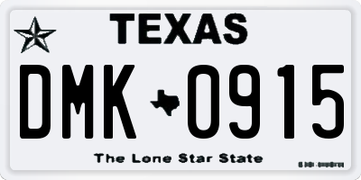 TX license plate DMK0915