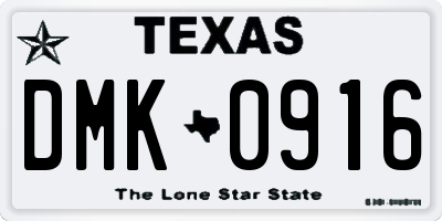 TX license plate DMK0916