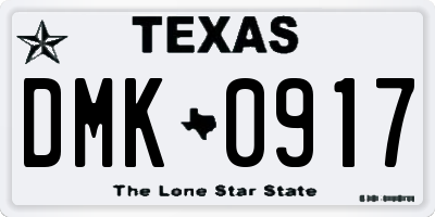 TX license plate DMK0917