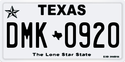 TX license plate DMK0920
