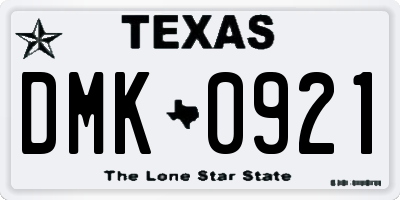 TX license plate DMK0921