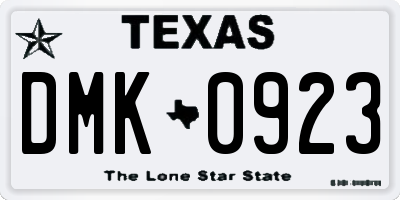 TX license plate DMK0923