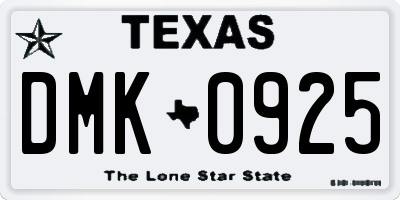TX license plate DMK0925