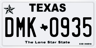 TX license plate DMK0935