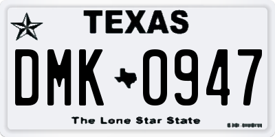 TX license plate DMK0947