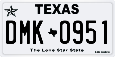 TX license plate DMK0951